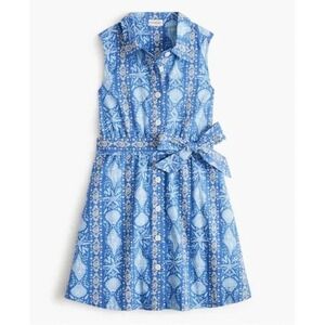 Crewcuts‎ Girls Blue Seashell Print Sleeveless Shirt Dress Belt Sz 8 Vacation